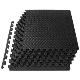 Exercise Puzzle Mat (Option: 1/2 in  Black  24 Sq Ft   6 Tiles)