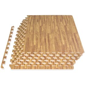 Wood Grain Puzzle Mat (Option: 1/2 in  Light Oak  24 Sq Ft   6 Tiles)