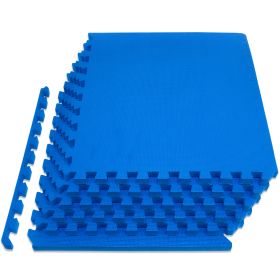 Exercise Puzzle Mat (Option: 3/4 in  Blue  24 Sq Ft   6 Tiles)